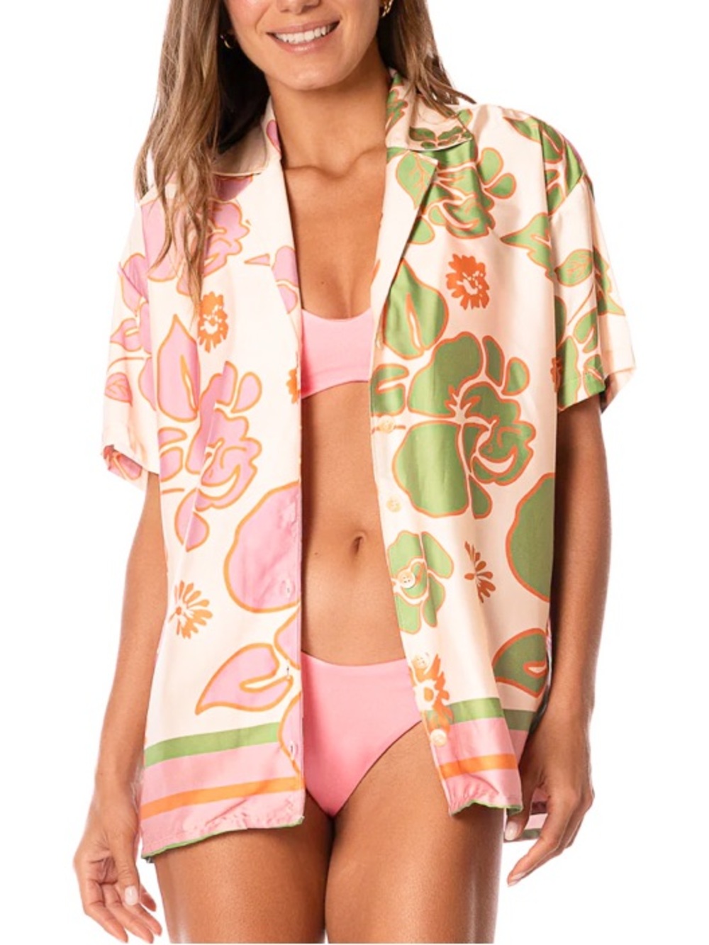 Maaji Floral Print Swim Cover-Up Shirt